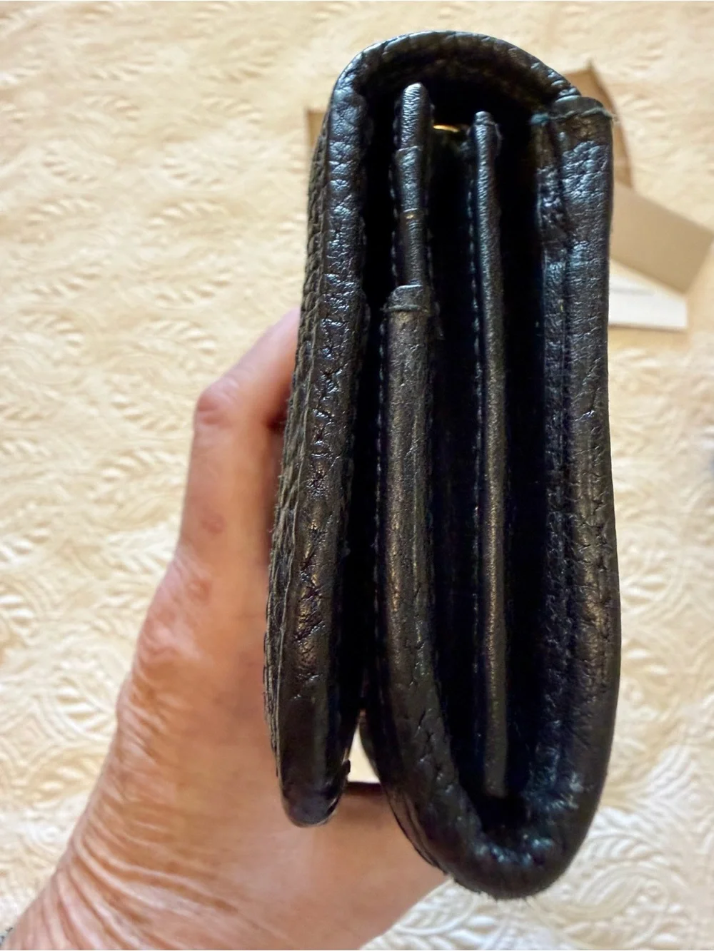 Burberry Black Pebbled Leather Long Wallet